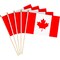 G128 50 Pack Handheld Canada Canadian Stick Flags | 8x12 In | Printed 150D Polyester, Country Flag, Solid Wooden Stick, Spear Gold Tip